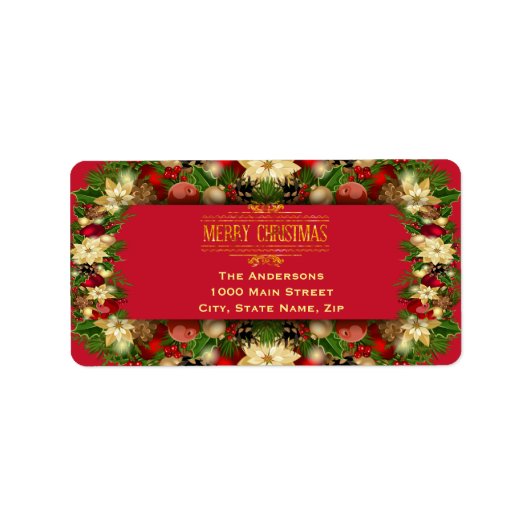 Levendige kerstflank - adreslabel etiket (Voorkant)