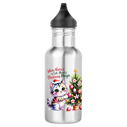 Levendige Kerstkat - Cute Huisdier Ouder Accessoir Waterfles (Rechts)