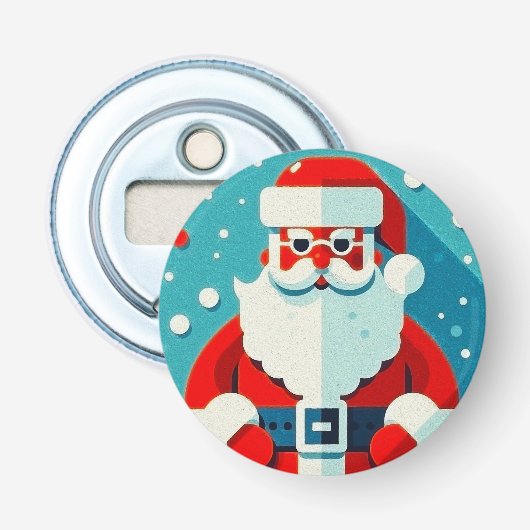 levendige kerstman button flesopener (Voorkant)