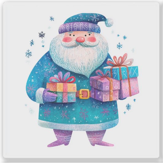 Levendige Kerstman met kleurrijke geschenken Sticker (Voorkant)