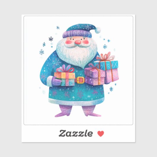 Levendige Kerstman met kleurrijke geschenken Sticker (Vel)