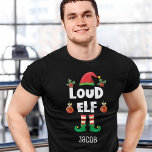 Levendige kerstmis met naam t-shirt<br><div class="desc">Met dit leuke Loud elf T-shirt dat deel uitmaakt van een bijpassend collectie voor huiseigenaars dat geschenken bevat voor elk familielid. Dit t-shirt is perfect voor elke kerstgezinshereniging en heeft een schattig pet en leuke poten met de titel "Loud elf" in een wit modern, modern lettertype met alle petten. Het...</div>