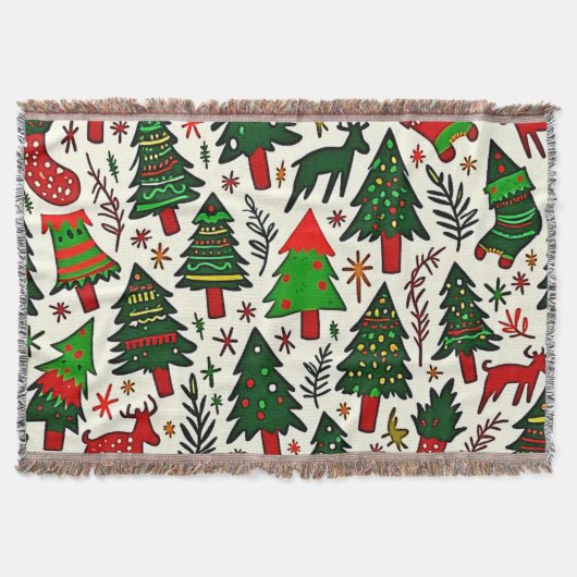 Levendige kerstpatroon kunstprint deken (Voorkant)