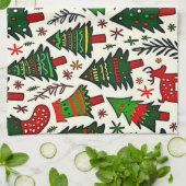 Levendige kerstpatroon kunstprint theedoek (Gevouwen)