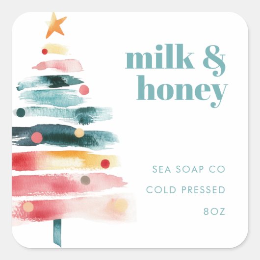 Levendige kerstproductstickers vierkante sticker (Voorkant)