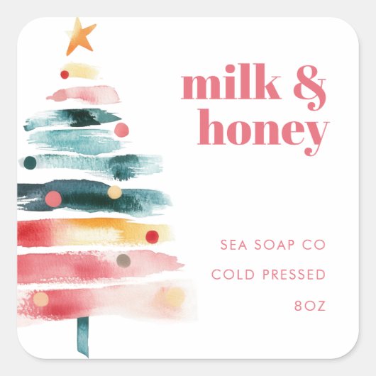 Levendige kerstproductstickers vierkante sticker (Voorkant)