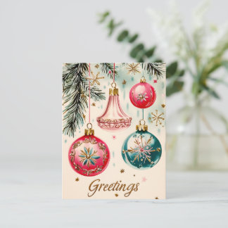 levendige kerstversieringen briefkaart