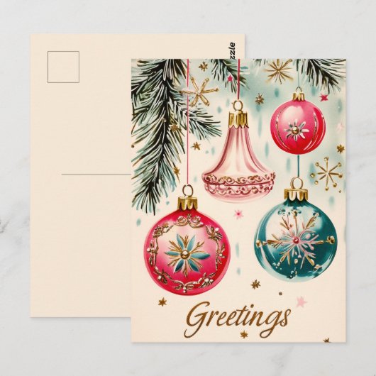 levendige kerstversieringen briefkaart (Voorkant / Achterkant)