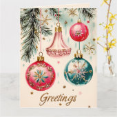  levendige kerstversieringen kaart (Gele Bloem)