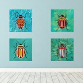 Levendige kevers muurkunst sets (Houten vloer)