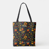 Levendige Khokhloma Style Bloemenpatroon Canvas ta Tote Bag (Achterkant)