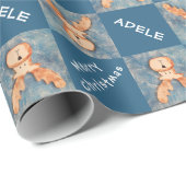 Levendige Kinder naam Merry Kerstfeestdag Cadeaupapier (Rol Hoek)