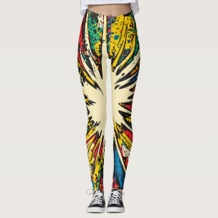 Levendige kinetische explosie - Krimsonblauw Geel Leggings