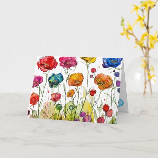 Levendige klaproos panorama Moederdag kaart (Gele Bloem)