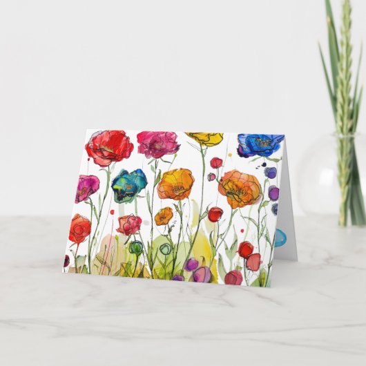 Levendige Klaproos Panorama Moederdag kaart (Voorkant)