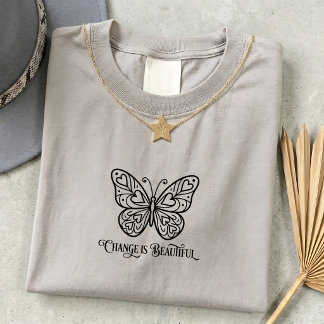 Levendige Kleine Vlinder Citaat T Shirt Unisex Gra