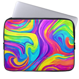Levendige kleur achtergrond: Cartoon Splash Art Laptop Sleeve