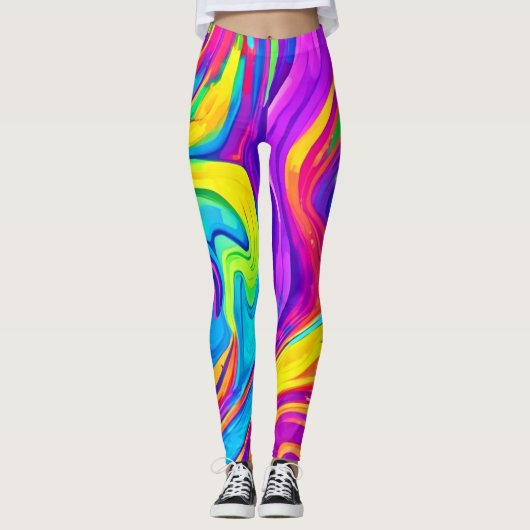 Levendige kleur achtergrond: Cartoon Splash Art Leggings (Voorkant)