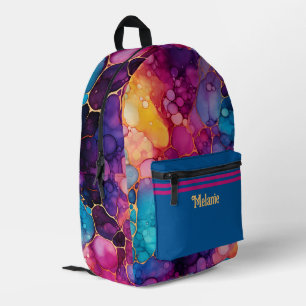 Levendige Kleur Alcohol en Inkt Splatter Monogramm Bedrukte Rugzak