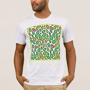 Levendige kleur burst bladeren patroon t-shirt