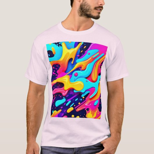 Levendige kleur Chaos Art T-shirt (Voorkant)
