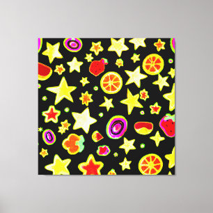 Levendige kleur Explosie Fruits Sterpatroon Canvas Afdruk