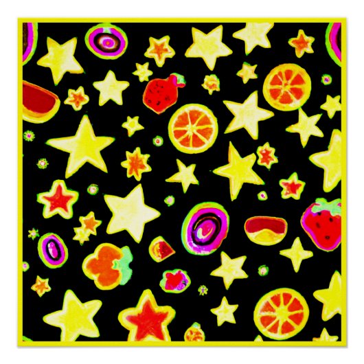 Levendige kleur Explosie Fruits Sterpatroon Perfect Poster (Voorkant)