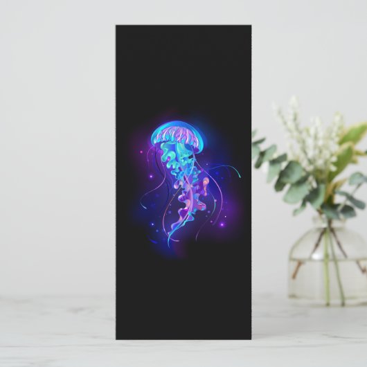 Levendige kleur gloeiende kwal advieskaart (Staand voorkant)
