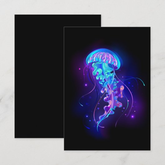 Levendige kleur gloeiende kwal advieskaart (Voorkant / Achterkant)