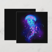 Levendige kleur gloeiende kwal bedankkaart (Voorkant / Achterkant)