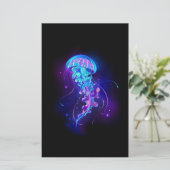 Levendige kleur gloeiende kwal briefpapier (Staand voorkant)