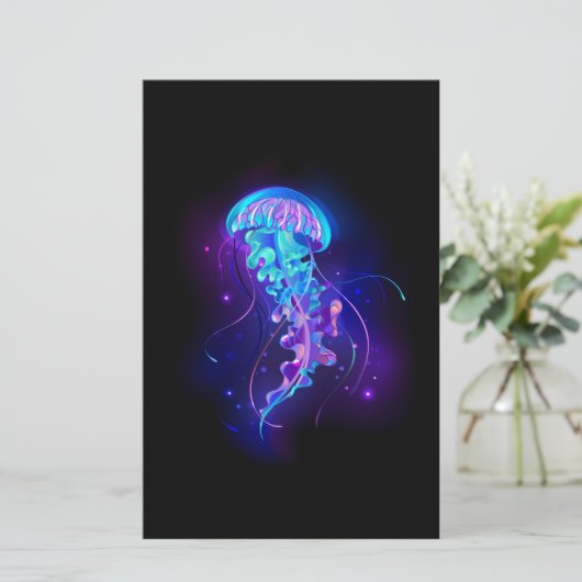 Levendige kleur gloeiende kwal briefpapier (Staand voorkant)