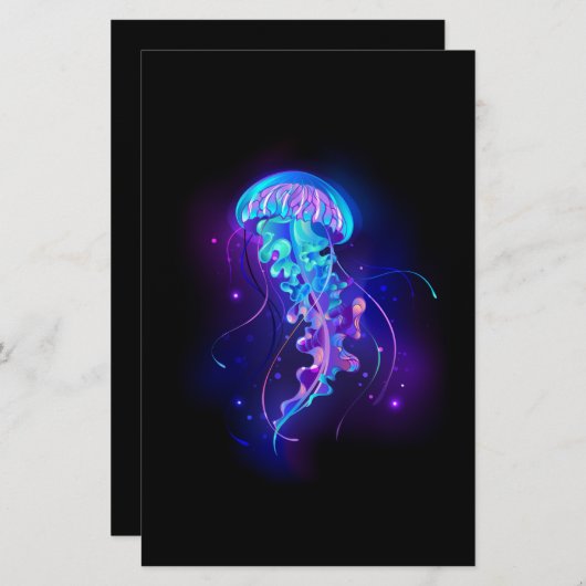 Levendige kleur gloeiende kwal briefpapier (Voorkant / Achterkant)