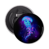 Levendige kleur gloeiende kwal button flesopener (Voorkant)