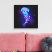 Levendige kleur gloeiende kwal canvas afdruk (Insitu (Woonkamer))