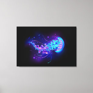 Levendige kleur gloeiende kwal canvas afdruk