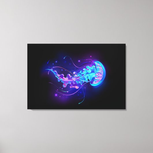 Levendige kleur gloeiende kwal canvas afdruk (Voorkant)