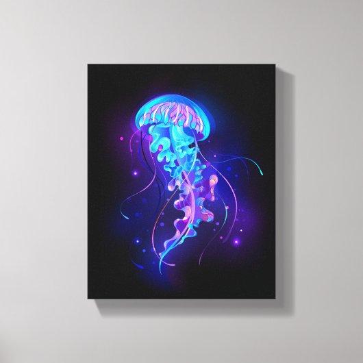 Levendige kleur gloeiende kwal canvas afdruk (Voorkant)