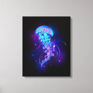 Levendige kleur gloeiende kwal canvas afdruk