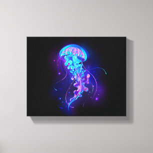 Levendige kleur gloeiende kwal canvas afdruk
