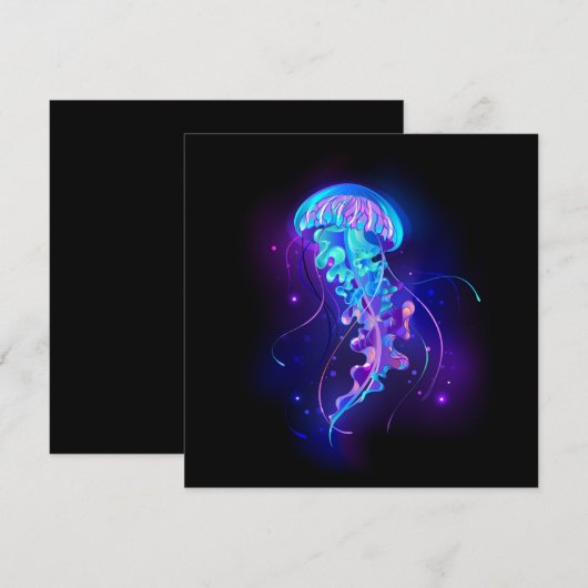 Levendige kleur gloeiende kwal feestdagenkaart (Voorkant / Achterkant)