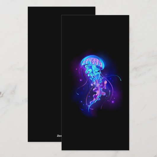 Levendige kleur gloeiende kwal feestdagenkaart (Voorkant / Achterkant)