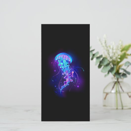 Levendige kleur gloeiende kwal feestdagenkaart (Staand voorkant)