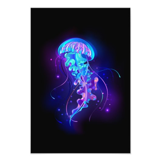 Levendige kleur gloeiende kwal foto afdruk (Voorkant)