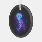 Levendige kleur gloeiende kwal glas ornament (Voorkant links)