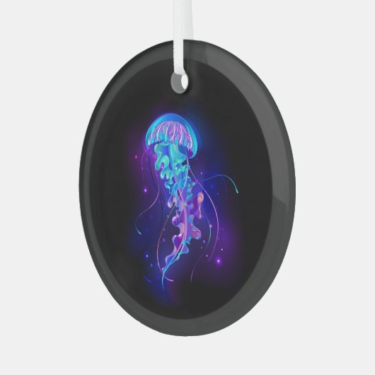 Levendige kleur gloeiende kwal glas ornament (Voorkant links)