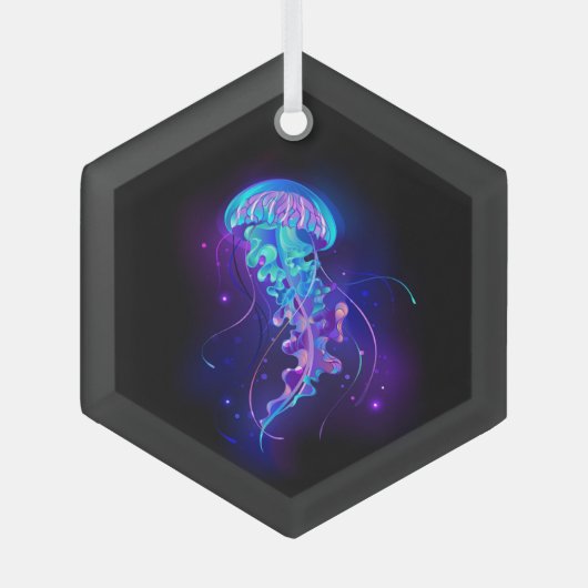 Levendige kleur gloeiende kwal glas ornament (Voorkant)