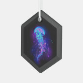 Levendige kleur gloeiende kwal glas ornament (Voorkant links)