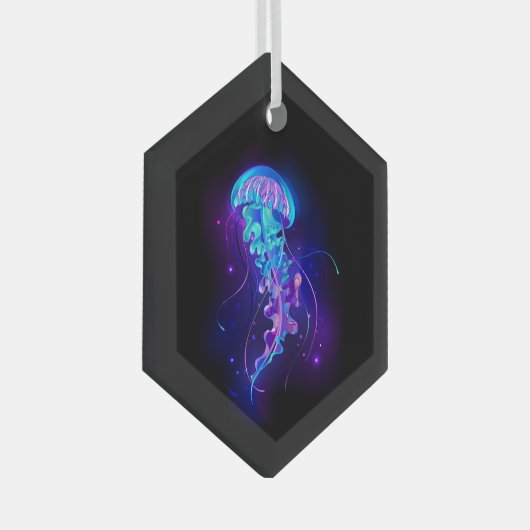 Levendige kleur gloeiende kwal glas ornament (Voorkant Rechts)