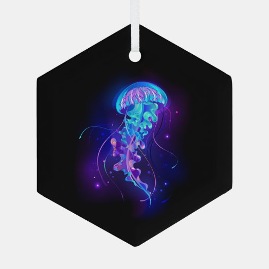 Levendige kleur gloeiende kwal glas ornament (Achterkant)